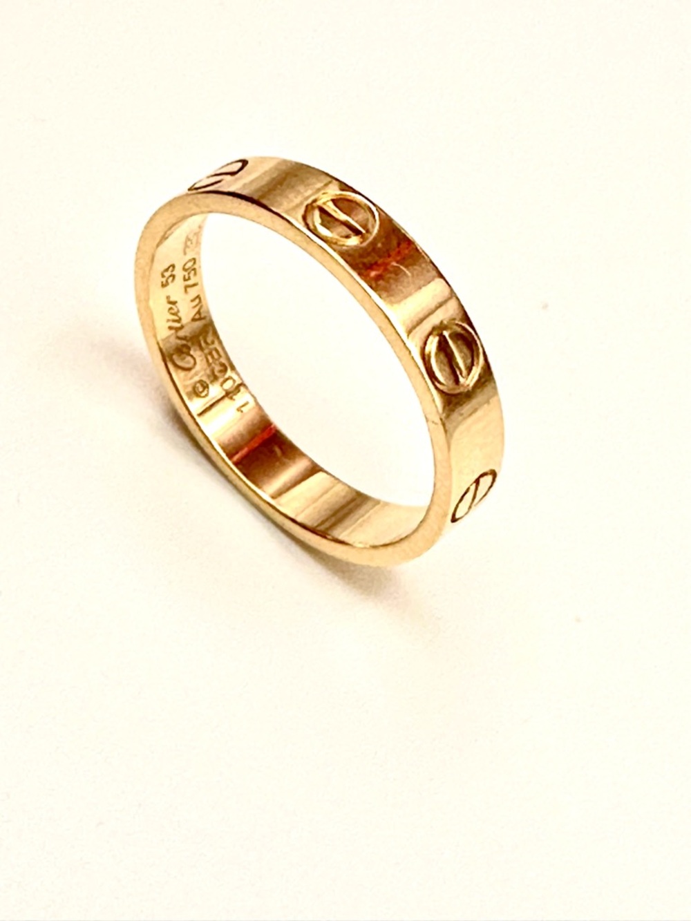 Authentic Cartier Love 18k Yellow Gold Small Model Band Ring Size 53